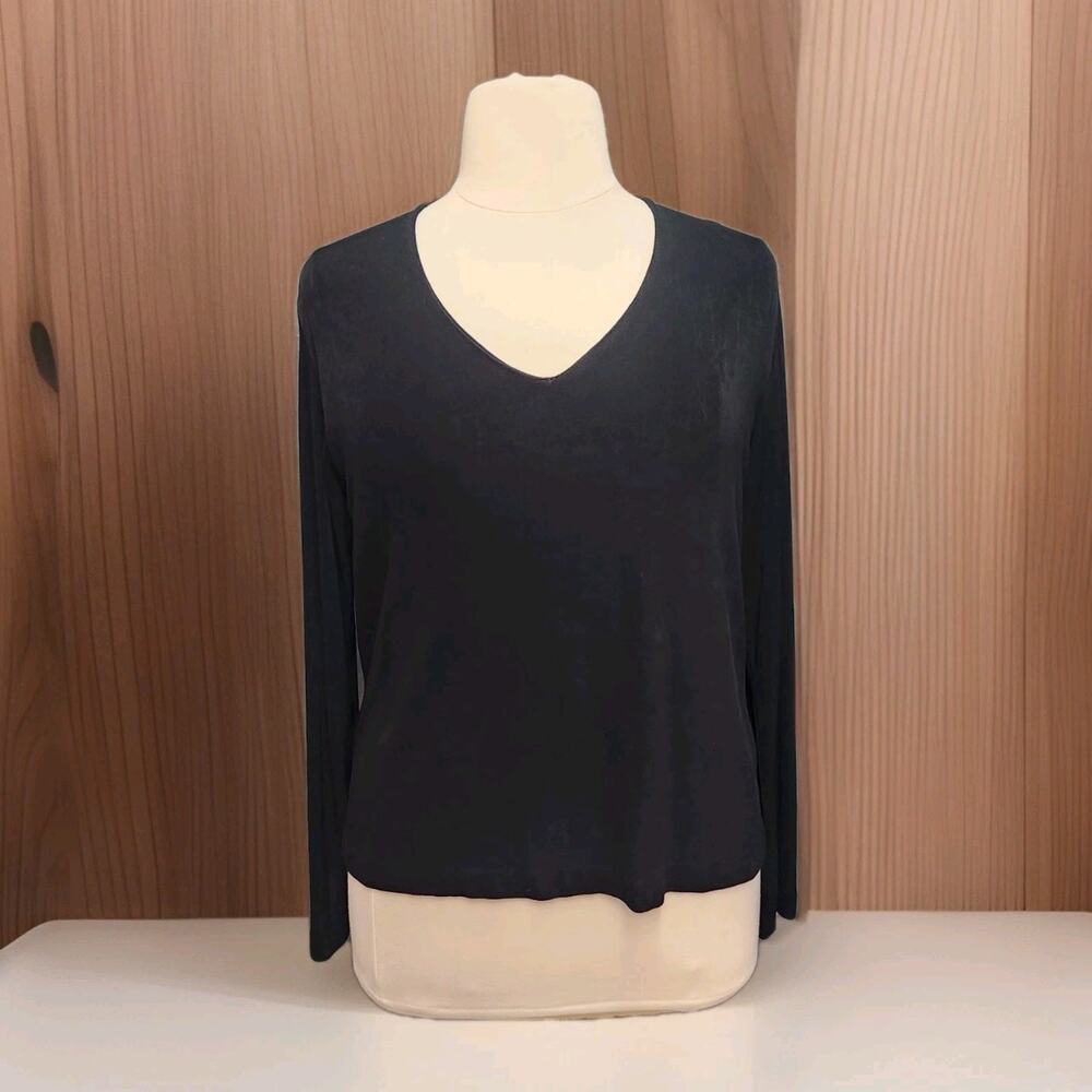 Chico's Travelers Size 3 XL Black Acetate Slinky Knit Pullover Top